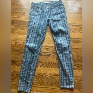 Cabi 3049 Women's Curvy Skinny Jeans Navy Blue Gray Grid Stretch Mid Rise Size 4